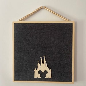 Minimalist Disney Magic Kingdom Mickey Castle Inspired Natural Wood Pin Memo Display Board