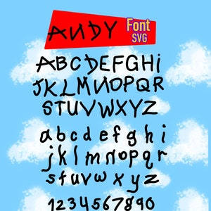 ANDY Font SVG, Téléchargement numérique, Alphabet SVG, Toy Font svg