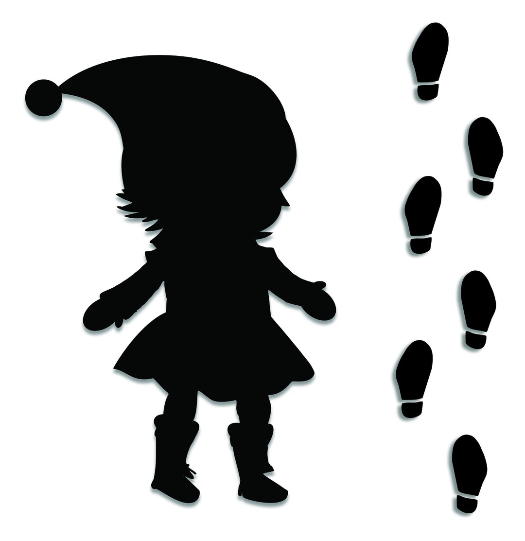 Glitzer Elfe Schablone SVG, Elfen Fußabdrücke, Elfen Silhouette