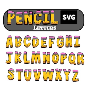 Lápiz Letras Alfabeto SVG, Letras de lápiz en mayúsculas y minúsculas, Números de lápiz, Símbolos de lápiz, Regreso a la escuela, Letras de útiles escolares