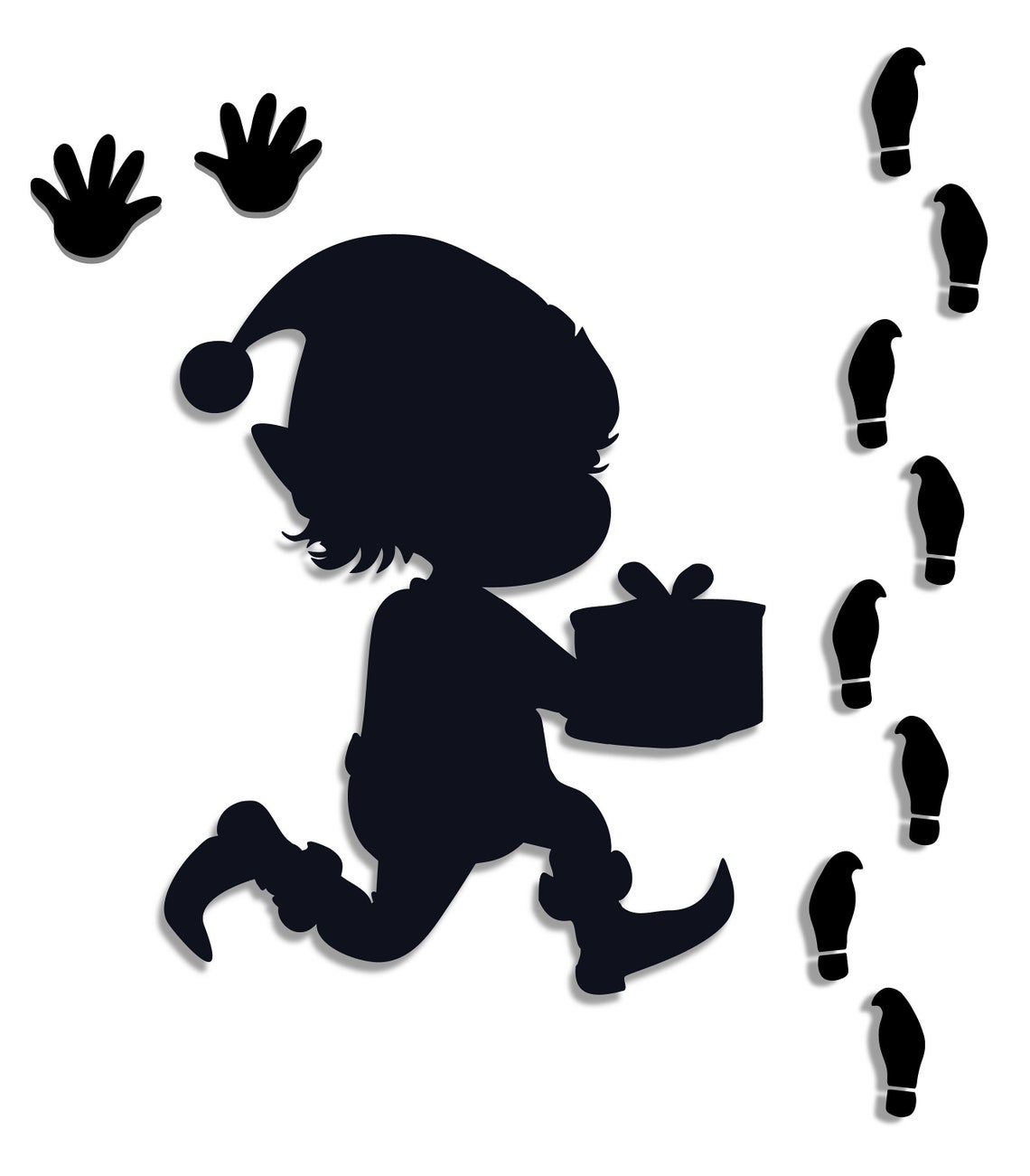 Cheer Elf Stencil SVG Elf Footprints Elf Handprint Elf Silhouette Cheer Elf Stencil SVG Elf Footprints Elf Handprint Elf Silhouette