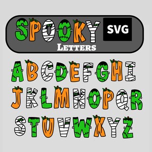 Halloween Letters SVG, Spooky Letters, Doodle Halloween SVG, todos os 3 conjuntos: Frankenstein, Pumpkin e Mummy Letters
