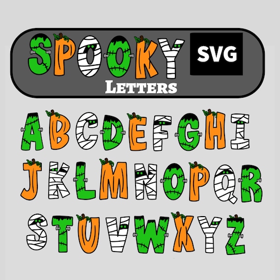 Halloween Letters SVG, Spooky Letters, Doodle Halloween SVG, All 3 Sets: Frankenstein, Pumpkin, and Mummy Letters