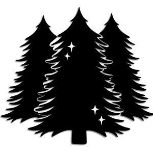 Arbres de Noël pochoir SVG, feuilles persistantes, silhouette d'arbre de Noël, pin, arbre de Yule, magie de Noël elfe, SVG de Noël, Wichteltür