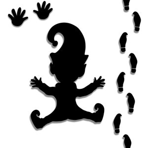 Stencil elfo SVG, impronte elfo, impronta mano elfo, sagoma elfo, tracce elfo, magia natalizia elfo, SVG di Natale, Wichteltür, png, jpeg, dxf