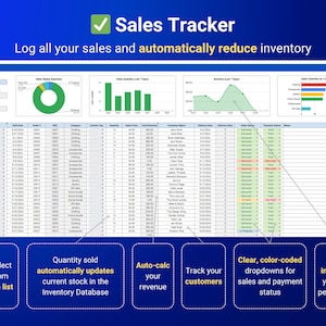 Voorraadtracker Voorraadbeheer Google Spreadsheets Small Business Voorraadspreadsheet Boekhoudsjabloon Verkoopdashboard Ordertracker afbeelding 3