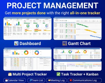 Modèle de gestion de projet Suivi de plusieurs projets Feuilles Google Diagramme de Gantt Excel Tableau Kanban Planificateur de suivi des tâches Tableau de bord des petites entreprises
