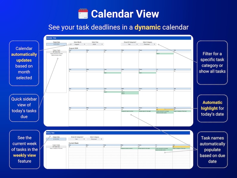May include: A screenshot of a calendar view software interface. The calendar is displayed in a grid format with each day of the month represented by a square. The calendar is color-coded to indicate different tasks and deadlines. The software also includes a sidebar that displays a list of tasks due for the current day. The software also includes a weekly view feature that displays a list of tasks due for the current week.