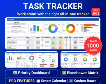Task Tracker Task Management Google Sheets Excel Template To Do List Eisenhower Matrix Kanban Daily Team Priority Planner Business Dashboard