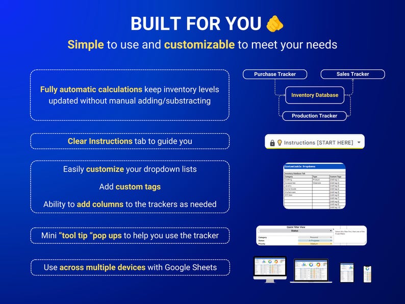 Voorraadtracker Voorraadbeheer Google Spreadsheets Small Business Voorraadspreadsheet Boekhoudsjabloon Verkoopdashboard Ordertracker afbeelding 8