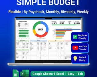 Budget Planner Google Sheets Monthly Budget Spreadsheet Excel Simple Budget Template Weekly Biweekly Paycheck Budgeting Expense Bill Tracker