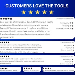 Może przedstawiać: Niebieska grafika z nagł&oacute;wkiem CUSTOMERS LOVE THE TOOLS, pięcioma ż&oacute;łtymi gwiazdkami i wieloma pięciogwiazdkowymi opiniami klient&oacute;w. Tekst zawiera informacje o jakości produktu, wysyłce i obsłudze klienta oraz znaczniki rekomendacji.