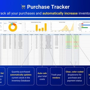 Voorraadtracker Voorraadbeheer Google Spreadsheets Small Business Voorraadspreadsheet Boekhoudsjabloon Verkoopdashboard Ordertracker afbeelding 4