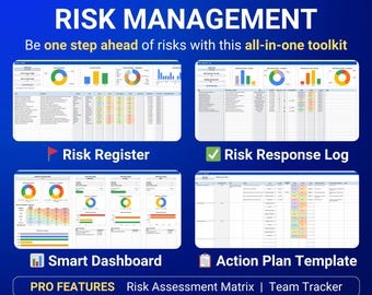 risko-mangement Vorlage Risikobeurteilung Excel Google Sheets Risiko Register Risiko Matrix Projekt Risiko Tracker Aktionsplan Business Dashboard