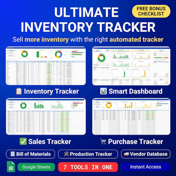 Inventory Tracker Inventory Management Google Sheets Small Business Inventory Spreadsheet Bookkeeping Template Sales Dashboard Order Tracker