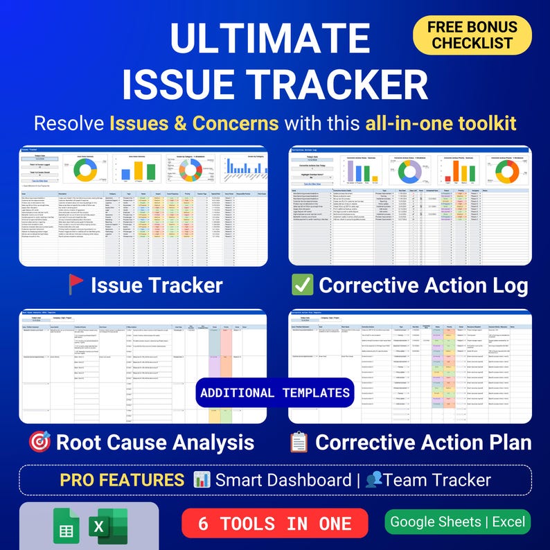 Issue Tracker Issues and Concerns Template Google Sheets Excel Project ...