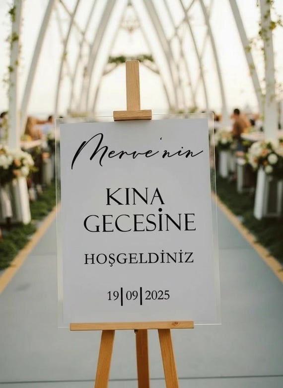 KINA GECESINE Aufkleber für Willkommensschild, Sticker Personalisiert, Vinyl Aufkleber Namen Empfangen Henna Nacht