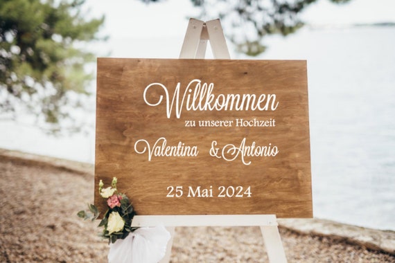 Horizontaler Aufkleber für Willkommensschild, Hochzeitsschild, Sticker Personalisiert, Vinyl Aufkleber Namen