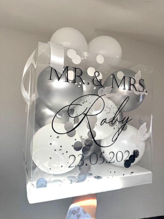 Hochzeitsgeschenk Personalisiert Just Married Luftballon Geschenkverpackung Geschenkbox mitLuftballons Hochzeit Ballonbox Benutzerdefinierte