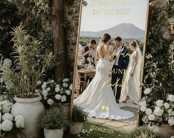 Willkommensschild Hochzeit Sticker Aufkleber Spiegel personalisiert Hochzeit Schriftzug Spiegel Vinyl-Aufkleber Empfangsschild Spiegelplot