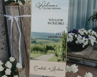 Personalisierte Aufkleber Hochzeitstafel Spiegelsticker personalisierte Sticker Hochzeit, Sticker Geburtstag Willkommensschild Mirror Decal