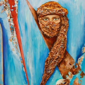 Veiled, Original oil painting and acrylic on canvas, wall art, contemporary painting, home decor, abstract painting, unique handmade gift