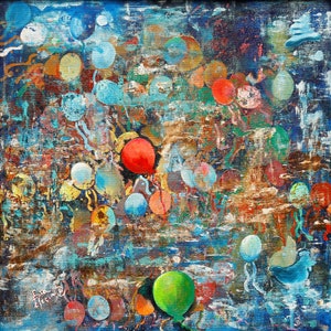 Balloons, Original oil painting on canvas, modern wall art, contemporary painting, home decor, abstract painting, unique handmade gift