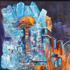 Atakule, Original oil painting and acrylic on canvas modern wall art contemporary painting home decor abstract painting unique handmade gift