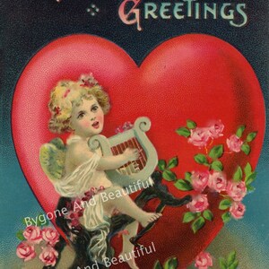 Antique Valentine's Day Postcard Cupid Love Friendship Romance Junk Journal Scrapbook Digital Download