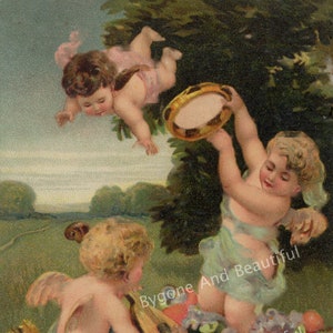 Antique Valentine's Day Postcard Cupid Cherubs Love Friendship Romance Junk Journal Scrapbook Digital Download