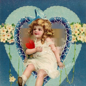 Antique Valentine's Day Postcard Flowers Heart Love Friendship Romance Junk Journal Scrapbook Digital Download