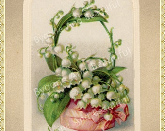 Antique Postcard Lily Of The Valley Junk Journal Scrapbook Digital Download