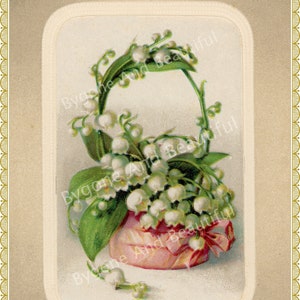 Antike Postkarte Maiglöckchen Junk Journal Scrapbook Digital Download
