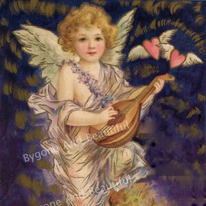 Antique Valentine's Day Postcard Angel Love Friendship Romance Junk Journal Scrapbook Digital Download