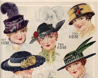 Vintage Image Ladies Hats 1916 Victorian Fashion Advertising Vintage Image Ladies Hats 1916 Victorian Fashion Advertising