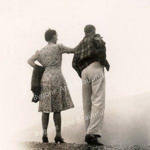 Vintage Image Couple Leaning Looking At Scenery Striking Perspective Junk Journal Scrapbook Digital Download