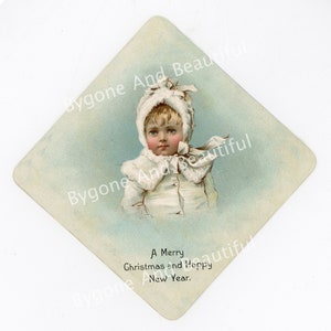 Vintage Antique Image Christmas Victorian Girl White Outfit Bows Fur Junk Journal Scrapbook Digital Download