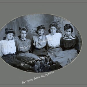 Vintage Image Victorian Girls Friendship Sitting Legs Together Junk Journal Scrapbook Digital Download