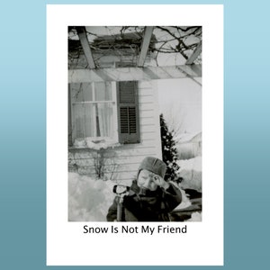 Navidad Paleando Nieve Divertida Tarjeta de Felicitación Humorística Vintage Foto Digital Descargar Tarjeta Imprimible En Blanco Interior