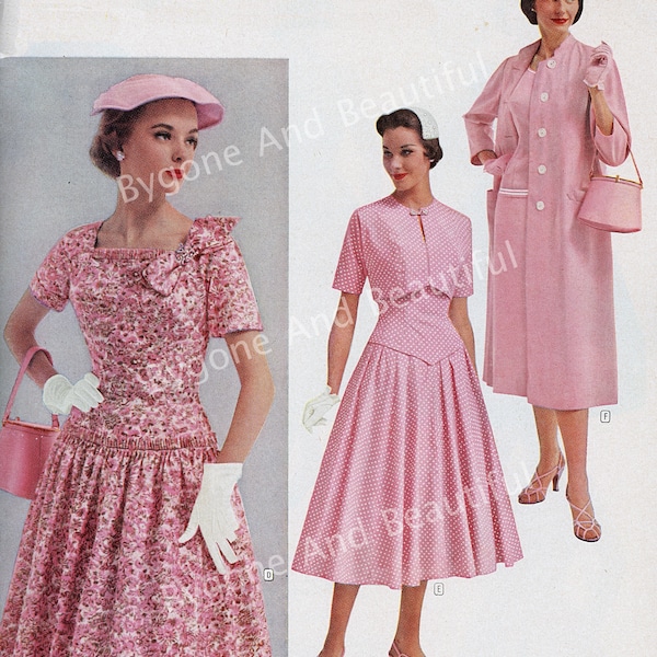 Vintage Image Ladies Fashion 1960 Retro Pink Outfits Advertising Junk Journal Scrapbook Digital Download