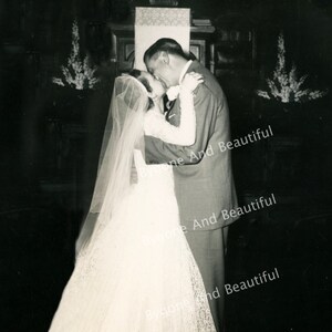 Wedding Anniversary Romance Love Couple Kissing 1956 Vintage Photo Digital