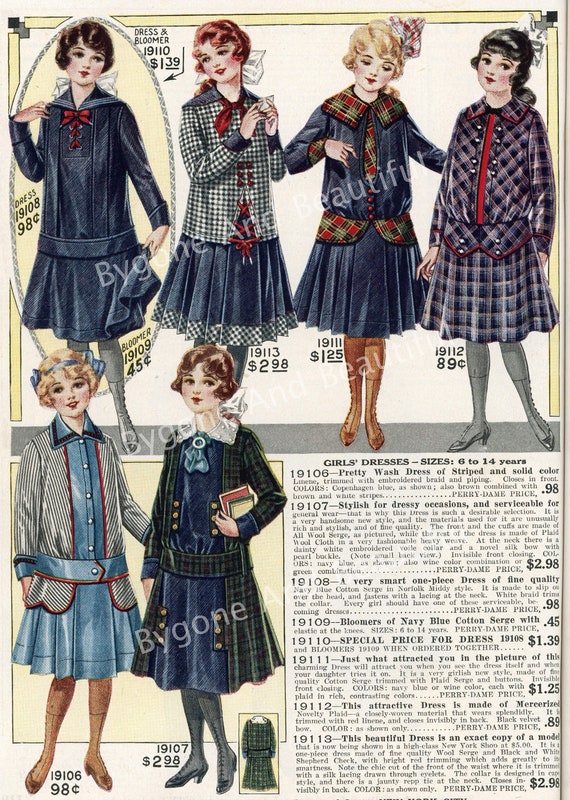 Vintage 1916 Victorian Girls' Fashion Dresses, Mail Order Ad (Digital  Download)