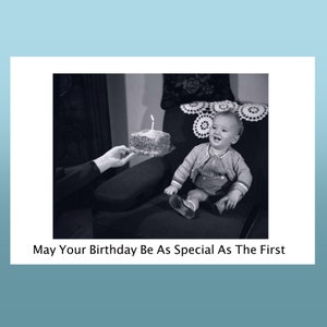 Birthday Greeting Card Vintage Photo Digital Download Printable Card Blank Inside