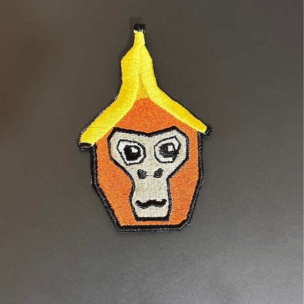 Gorilla tag embroidered patch, gorilla tag banana hat sew on vr gaming embroidered patch.