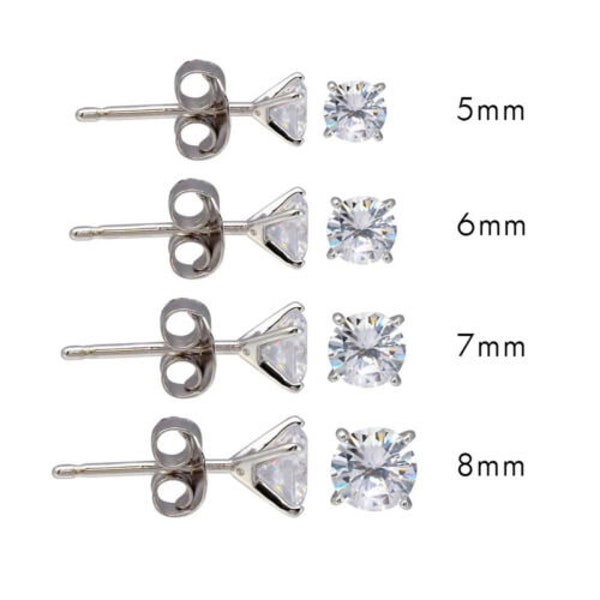 Martini style stud earrings with lab created siberian ice diamonds, 925 sterling silver with butterfly backings available 5mm,6mm,7mm & 8mm