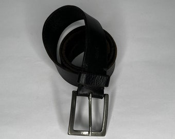 Vintage  Ledergürtel schwarz silber