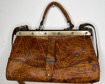 Vintage Tasche Leder braun Old Western Arzttasche 80er