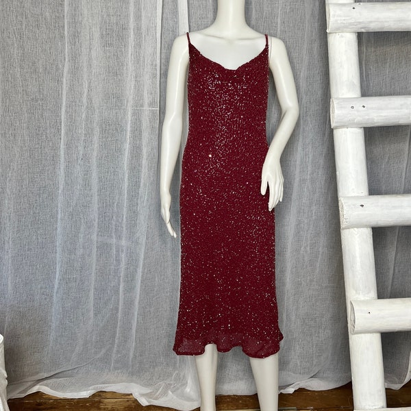 Kleid Perlen S rot bordeaux Vintage