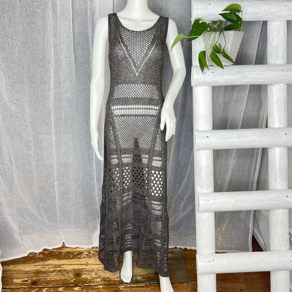 Mesh Kleid bodenlang grau Color of Bennetton