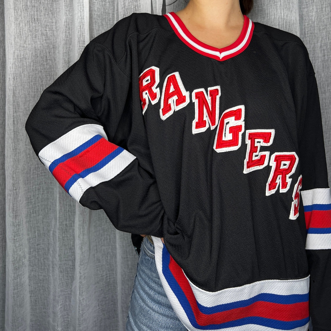 Vintage New York Rangers Jersey Black Blank 90s Oversized